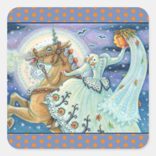 Adesivo Quadrado SORTE DE SONO, FOLHA DE VESTIDO UNICORN Squ