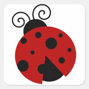 Adesivo Quadrado Sorte ser um Cartoon Ladybug