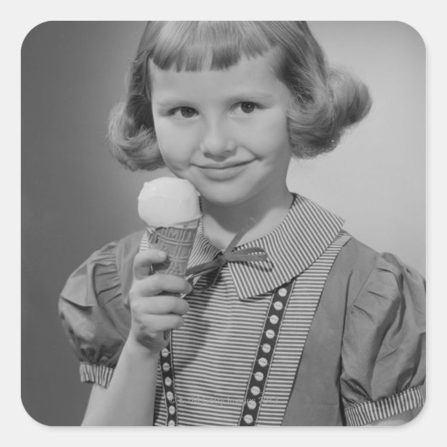 Adesivo Quadrado Sorvete de Comida de Menina (Frente)