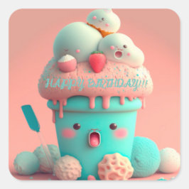 Adesivo Quadrado Sorvete Kawaii