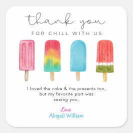 Adesivo Quadrado Sorvete Pastel Aniversário Obrigado Cartões