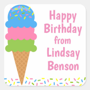 Adesivo Quadrado Sorvete Sprinkles com autocolantes personalizados