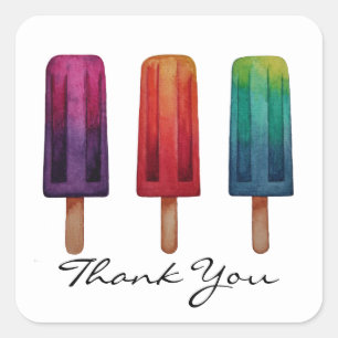 Adesivo Quadrado Sorvetes bonitos do Popsicle da aguarela