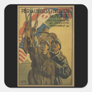 Adesivo Quadrado Sottoscrivete al Prestito - Guerra da Itália Vint