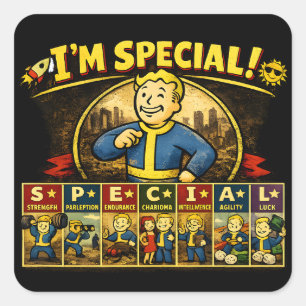 Adesivo Quadrado Sou Especial Stats Mousepad Inspirado em Fallout