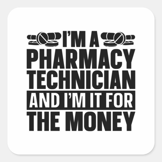 Adesivo Quadrado Sou farmacêutica técnica farmacêutica (Frente)