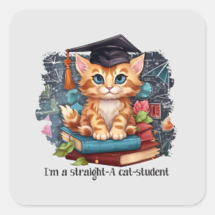 Adesivo Quadrado Sou Hetero, um estudante de Gatos