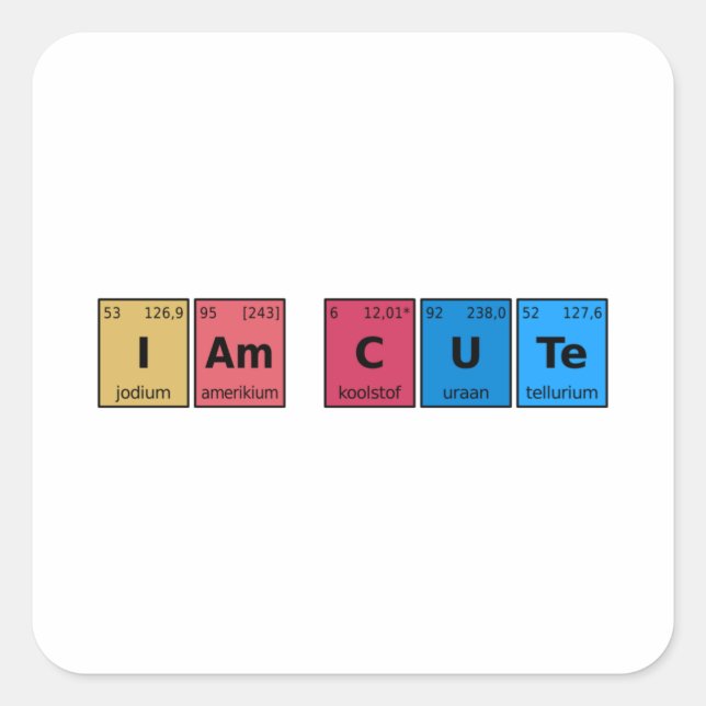 Adesivo Quadrado Sou Mesa Periódica (Frente)