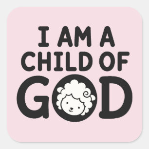 Adesivo Quadrado SOU UM FILHO DE DEUS   Presente Cristão para Chás 