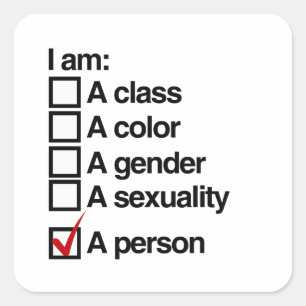 Adesivo Quadrado Sou uma pessoa - não discriminação