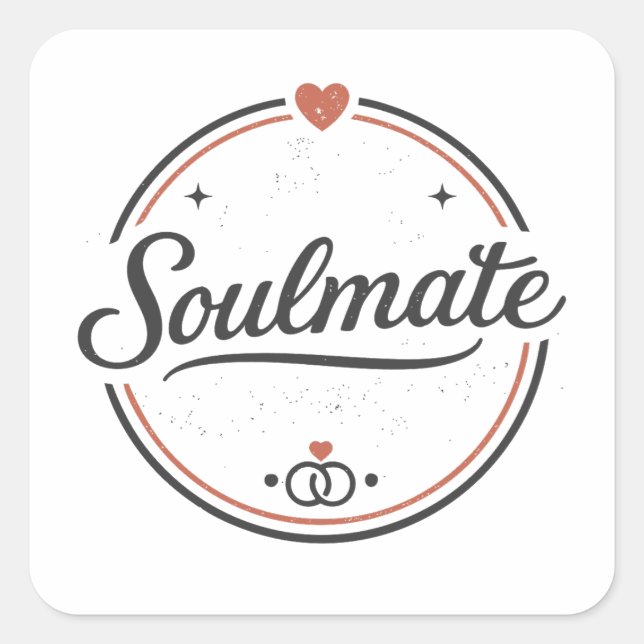 Adesivo Quadrado Soulmate Retro Love Minimal(Light) Couple Matching (Frente)
