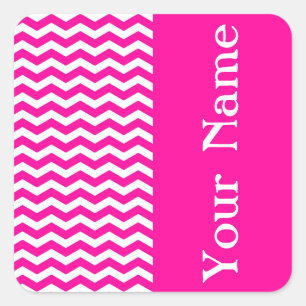 Adesivo Quadrado South Beach Pink Wave Chevron com nome