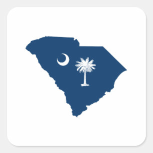 Adesivo Quadrado South Carolina em azul e em branco