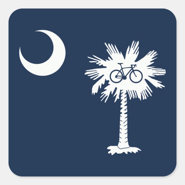 Adesivo Quadrado South Carolina Flag Palm Tree Bike (Frente)
