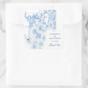 Adesivo Quadrado Southport Boothbay Harbor Maine Weding Favor