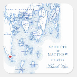 Adesivo Quadrado Southport Boothbay Harbor Maine Weding Favor