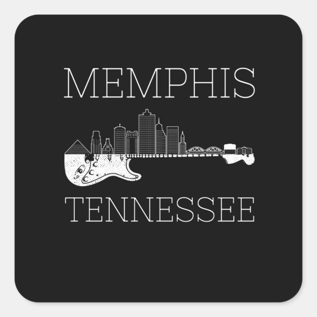 Adesivo Quadrado Souvenir Memphis Guitar Music Tennessee Memphis (Frente)