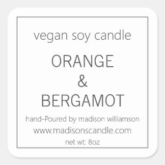 Adesivo Quadrado Soy Candle | Simples Cinzas Minimalistas e Branco