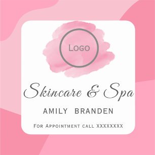 Adesivo Quadrado Spa de texto bolha rosa em aquarela