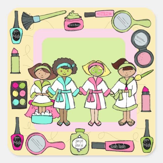 Adesivo Quadrado Spa Party Stickers (Frente)