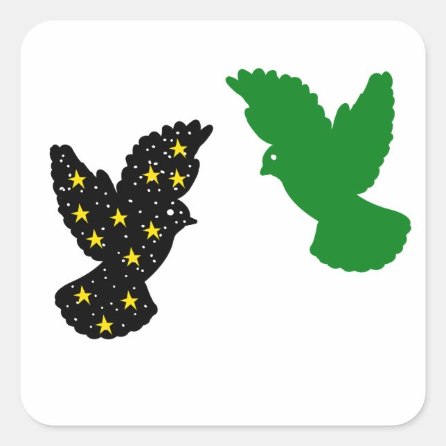 Adesivo Quadrado Space Stars Bird & Green Bird (Frente)