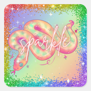 Adesivo Quadrado "Sparkle" Cobra Rainbow Sticker