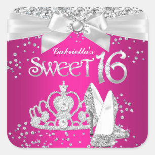 Adesivo Quadrado Sparkle Tiara Heels Sweet 16 Sticker