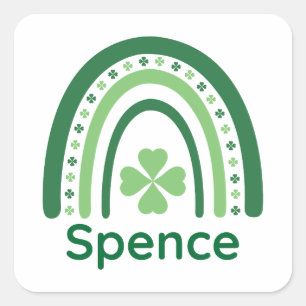 Adesivo Quadrado Spence Name Clover Boho Rainbow