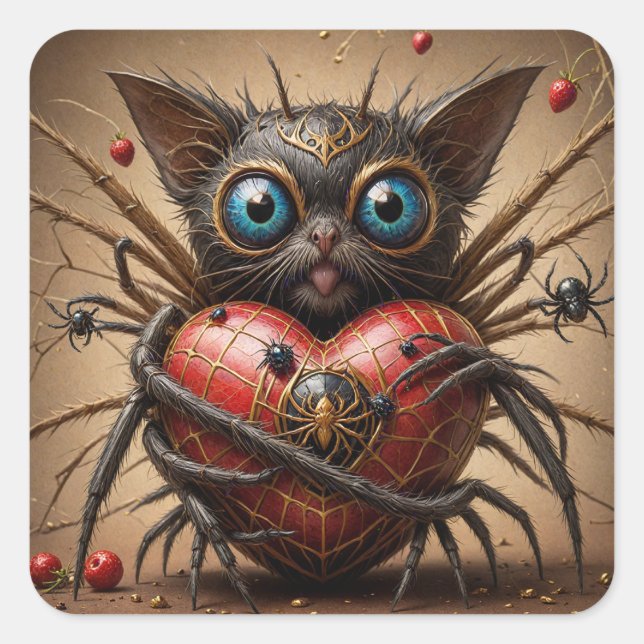 Adesivo Quadrado Spider Cat Fantasy (Frente)