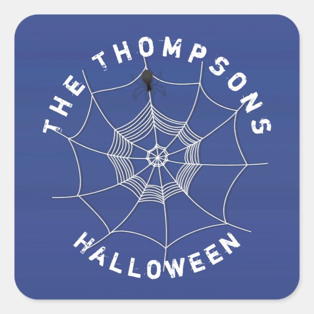 Adesivo Quadrado Spider Spooky no Spider Web Square Sticker (Frente)