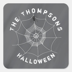 Adesivo Quadrado Spider Spooky no Spider Web Square Sticker