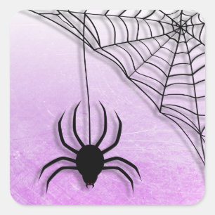 Adesivo Quadrado Spider Web Halloween Black and Purple Stickers