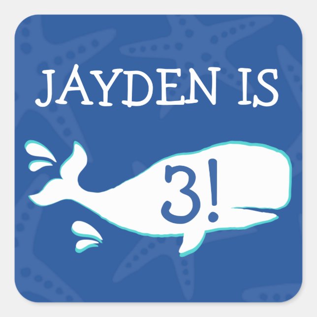 Adesivo Quadrado Splash de Baleia | Autocolantes personalizados (Frente)