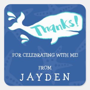 Adesivo Quadrado Splash de Baleia   Obrigado, Apostadores De Aniver