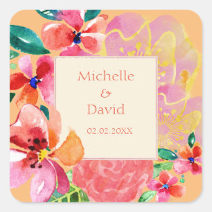 Adesivo Quadrado Splash Floral Tropical do Havaí Personalizado