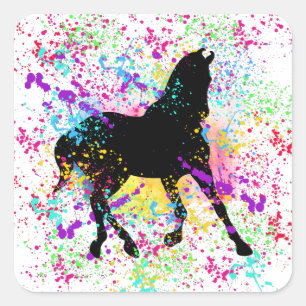 Adesivo Quadrado Splatter de Tinta Preta 