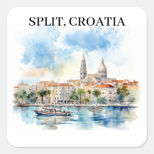 Adesivo Quadrado Split Croácia Dalmatia Watercolor