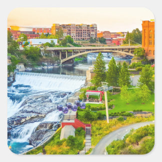Adesivo Quadrado Spokane Falls Washington Sticker