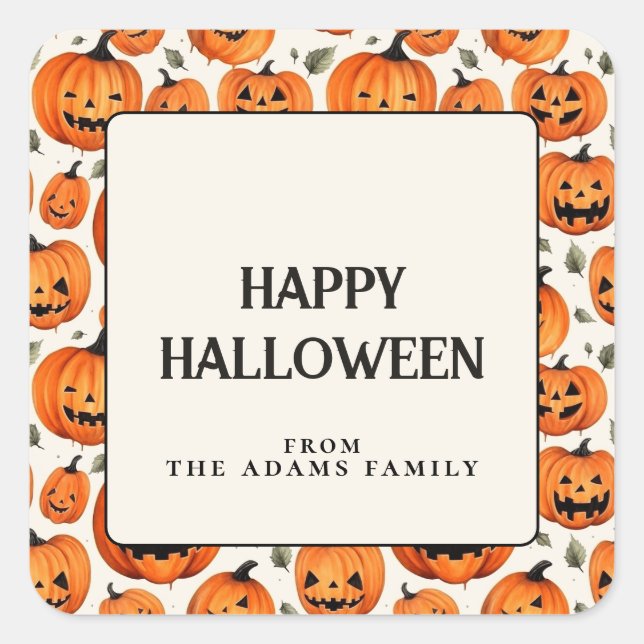 Adesivo Quadrado "Spookie", "Pumpkins" e "Fall Leaves Halloween" (Frente)