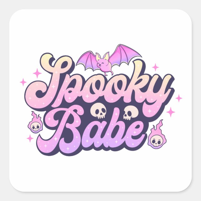 Adesivo Quadrado Spooky Babe Cute Halloween (Frente)
