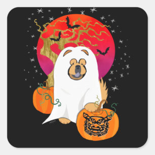 Adesivo Quadrado SPOOKY BOO-DOG - Autocolantes