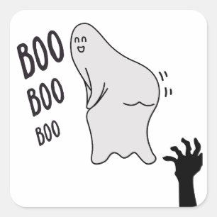 Adesivo Quadrado Spooky Boo Ghost Halloween Engraçado Camisa Novelt