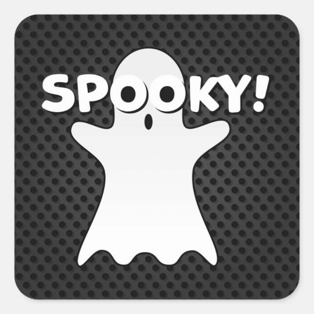 Adesivo Quadrado Spooky! Feliz Dia das Bruxas. (Frente)
