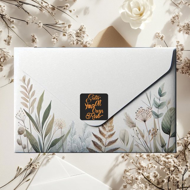 Adesivo Quadrado Spooky Funky Cotação Halloween Ghost Party Assusta (Spooky Funky Quote Halloween Ghost Party Scary Square Sticker)