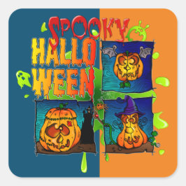 Adesivo Quadrado Spooky Halloween
