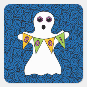 Adesivo Quadrado Spooky Halloween Ghost Boo