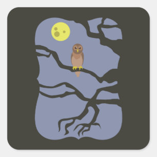 Adesivo Quadrado Spooky Halloween Owl
