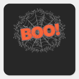 Adesivo Quadrado Spooky Halloween Spider Web Boo Idea