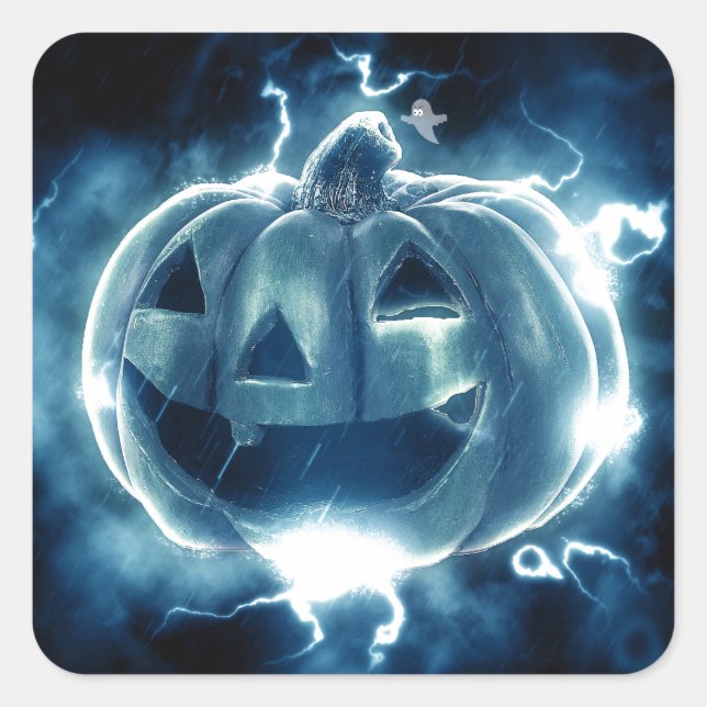 Adesivo Quadrado Spooky Jack-o-Lantern (Frente)