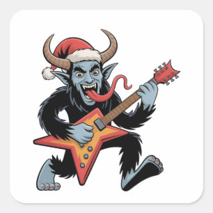 Adesivo Quadrado Spooky Krampus Guitar Electric Rock Christmas